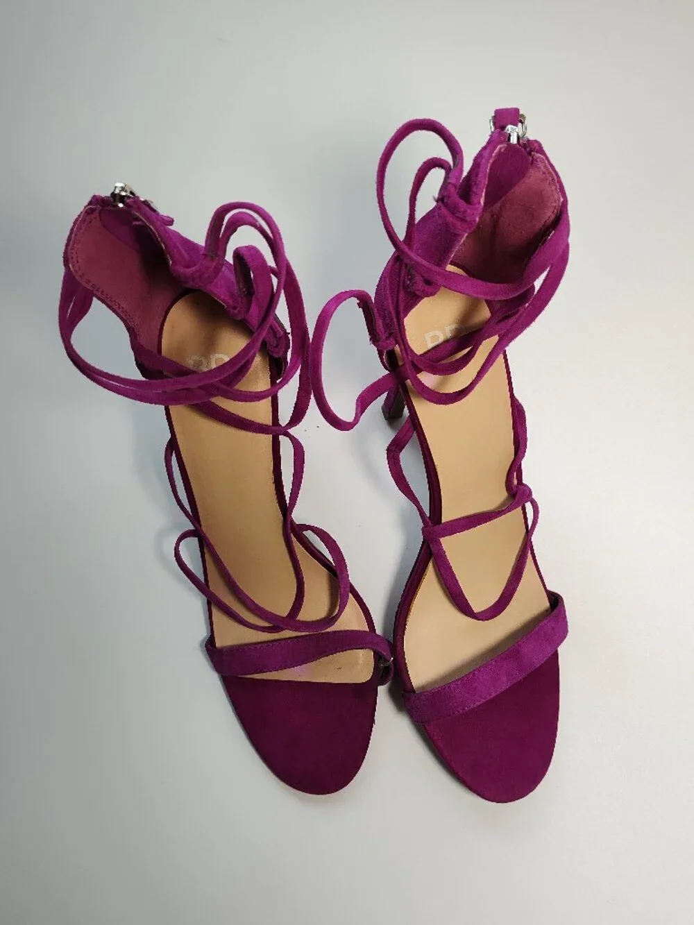 10M dark magenta purple BP Alexy Strappy Suede Sandals high heels shoes women's